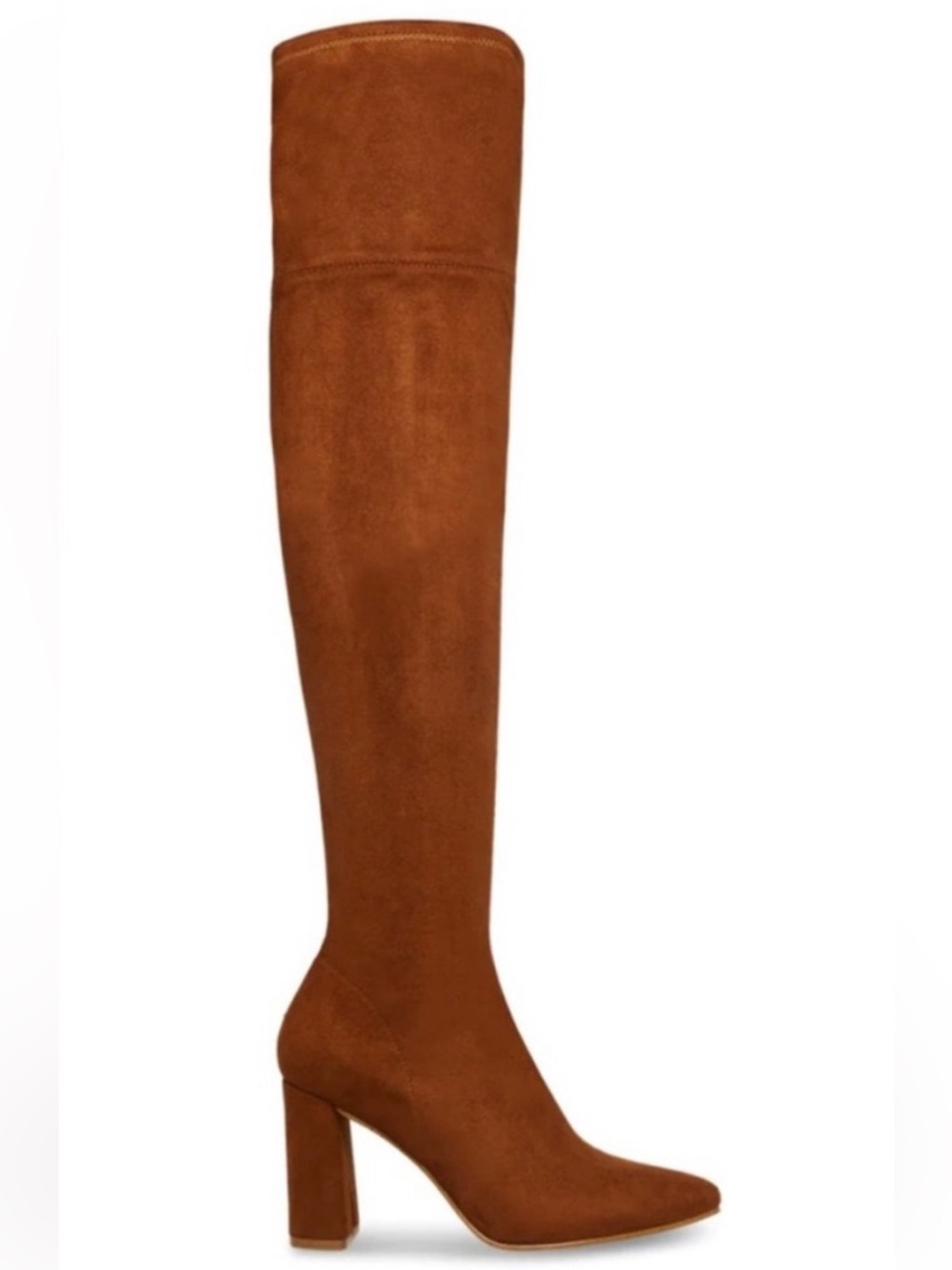Steve Madden Tall Suede Over-the-Knee Block Heel Boot in Chestnut Brown